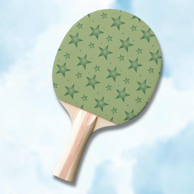 Raquete De Ping Pong Estrelas Elegante e Na moda em Verde Sage (Criador carregado)
