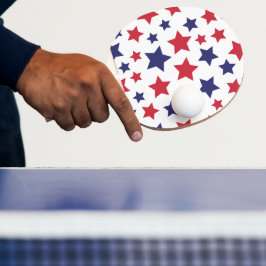 Raquete De Ping Pong Estrelas Vermelhas e Azuis, 4 de Julho, Fundo Bran