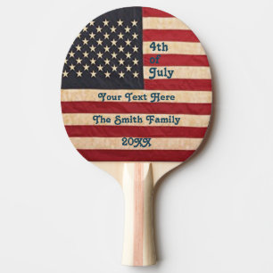 Raquete De Ping Pong Estrelas Vintage e Stripes Atingidas Bandeira Amer