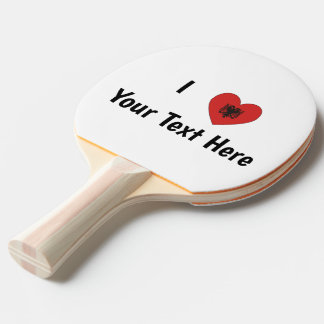 Raquete De Ping Pong EU AMO (Bandeira Albanesa em Coração) Personalizad