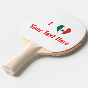 Raquete De Ping Pong Eu Amo (Bandeira do Coração Mexicano) Seu Texto Ve