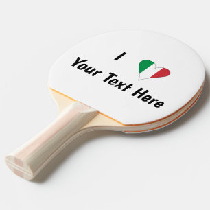 Raquete De Ping Pong Eu Amo (Bandeira Itália Coração) Seu Texto