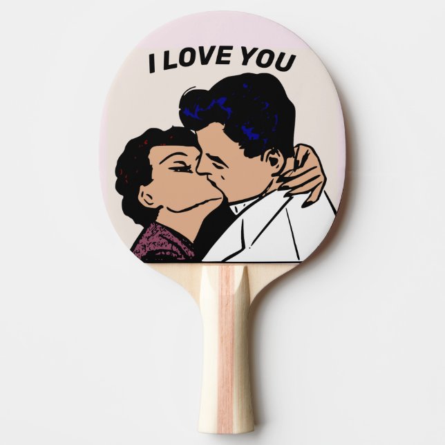 RAQUETE DE PING PONG EU TE AMO, RETRO CASAL PING PONG PADDLE (Frente)