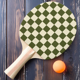 Raquete De Ping Pong Exército Verde e Xadrez Creme