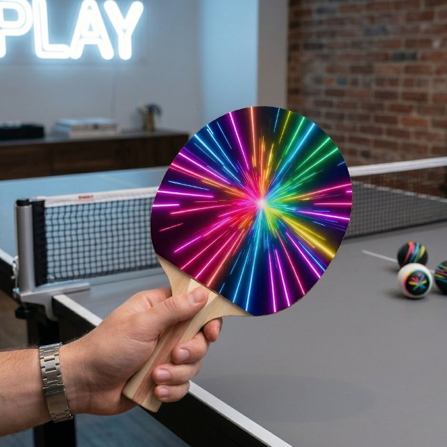 Raquete De Ping Pong Explosão Arco-íris Neon Estrela Explodindo (Criador carregado)