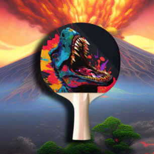 Raquete De Ping Pong Extreme Dinossauro Azul T Rex Crianças