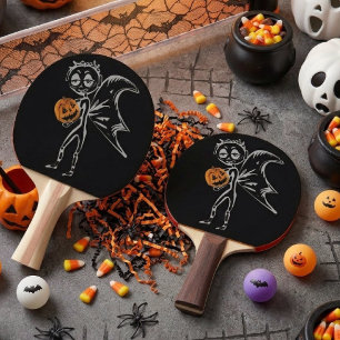 Raquete De Ping Pong Fadas de Abóbora se Divertem no Halloween