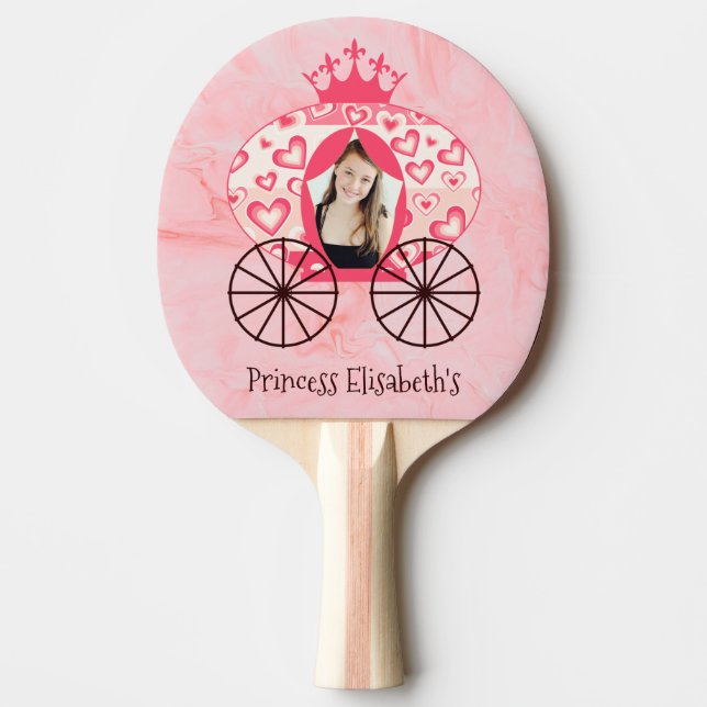 Raquete De Ping Pong Fairytale Royal Princess Carruagem Girl Birthday (Frente)