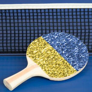 Raquete De Ping Pong Faíscas de brilho azul amarelo da bandeira da Ucrâ