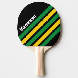 Raquete De Ping Pong Faixa Angular de Palma Tropical Retro com Nome