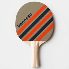 Raquete De Ping Pong Faixa Angular em Relvado do Deserto Retro com Nome