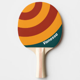 Raquete De Ping Pong Faixa Circular com Salpico de Azul Escuro Retro e 