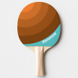 Raquete De Ping Pong Faixa Circular em Azul Turquesa no Deserto com Nom