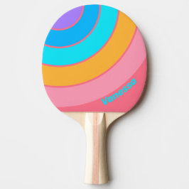 Raquete De Ping Pong Faixa Circular Neon dos Anos 80 com Nome