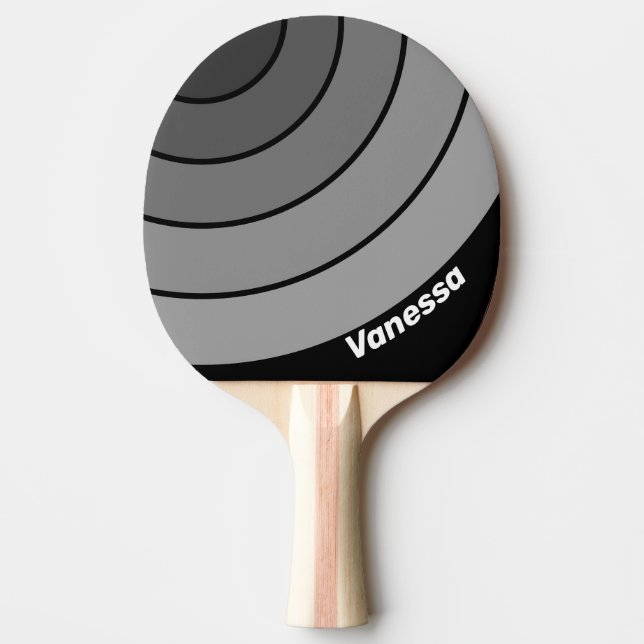 Raquete De Ping Pong Faixa de Círculo de Arco-íris com Gradiente Escuro (Frente)