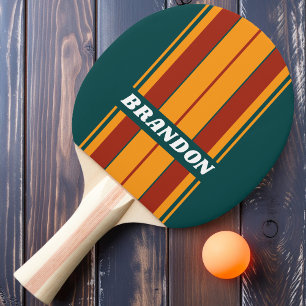 Raquete De Ping Pong Faixa de Placa de Splash Azul Escuro Retro com Nom