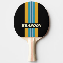 Raquete De Ping Pong Faixa de Rali Arco-Íris Preto com Nome