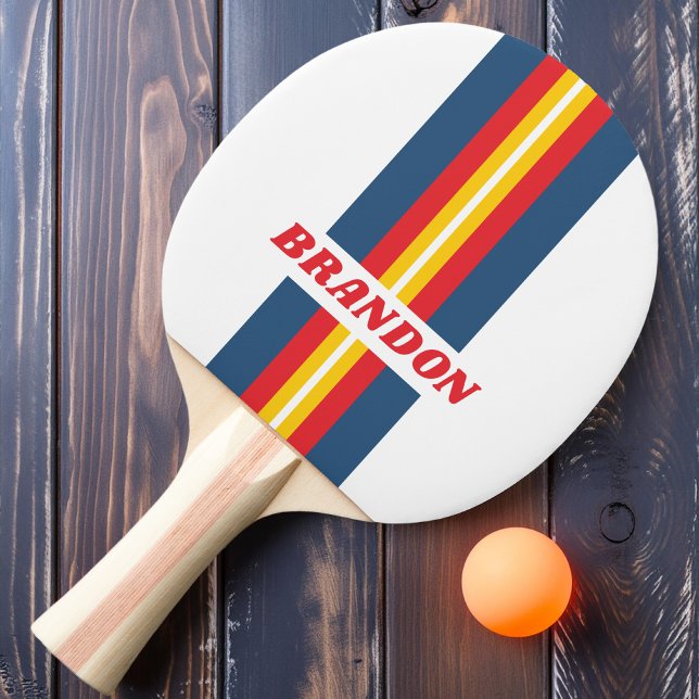 Raquete De Ping Pong Faixa de Rali da Montanha Retro com Nome (Criador carregado)