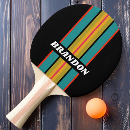 Raquete De Ping Pong Faixa de Ralis Arco-Íris da Meia-Noite Retro com N