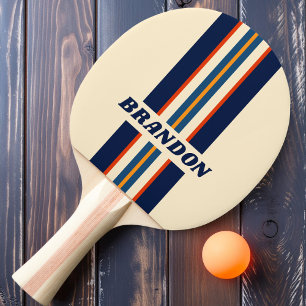 Raquete De Ping Pong Faixa de Ralis Arco-íris Retro Deserto com Nome
