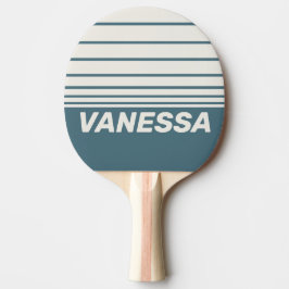 Raquete De Ping Pong Faixa de Três Horizontes Cinza Ardósia Retro com N
