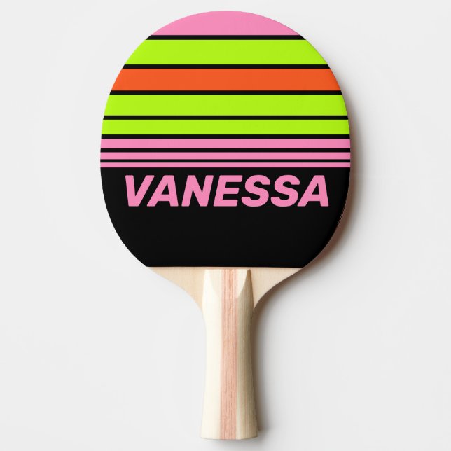 Raquete De Ping Pong Faixa de Visibilidade Alta e Rosa com Nome (Frente)