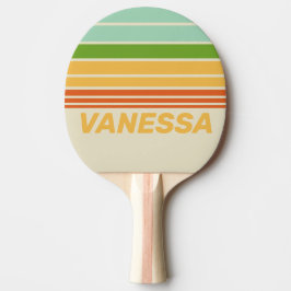 Raquete De Ping Pong Faixa do Horizonte da Rua ABC Retro com Nome