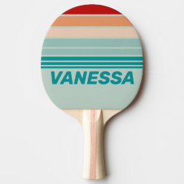 Raquete De Ping Pong Faixa do Horizonte de Vidro Marinho Pálido com Nom