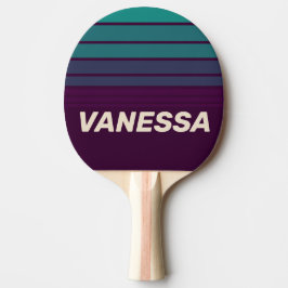 Raquete De Ping Pong Faixa do Horizonte do Arco-íris Roxo Retro com Nom