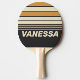 Raquete De Ping Pong Faixa do Horizonte Dourado Retro com Nome