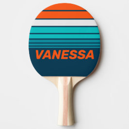 Raquete De Ping Pong Faixa do Horizonte Eco da Garrafa Azul com Nome