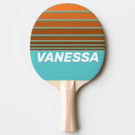 Raquete De Ping Pong Faixa do Horizonte em Azul Turquesa com Nome