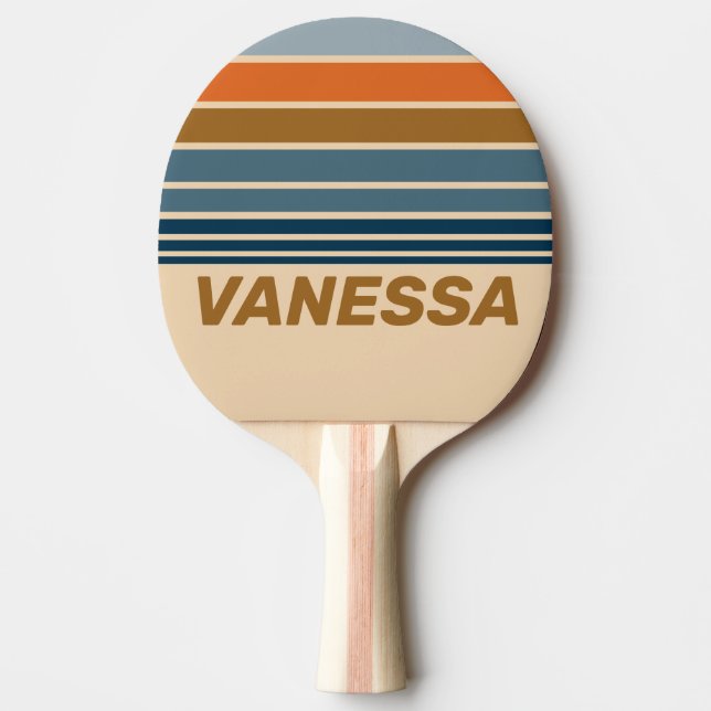 Raquete De Ping Pong Faixa do Horizonte Índigo com Nome (Frente)