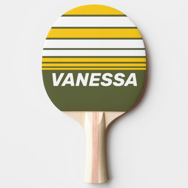 Raquete De Ping Pong Faixa do Horizonte Nostálgico Mel Verde com Nome (Frente)