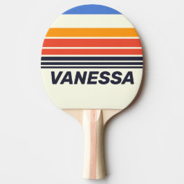 Raquete De Ping Pong Faixa do Horizonte Retro Cinco com Nome