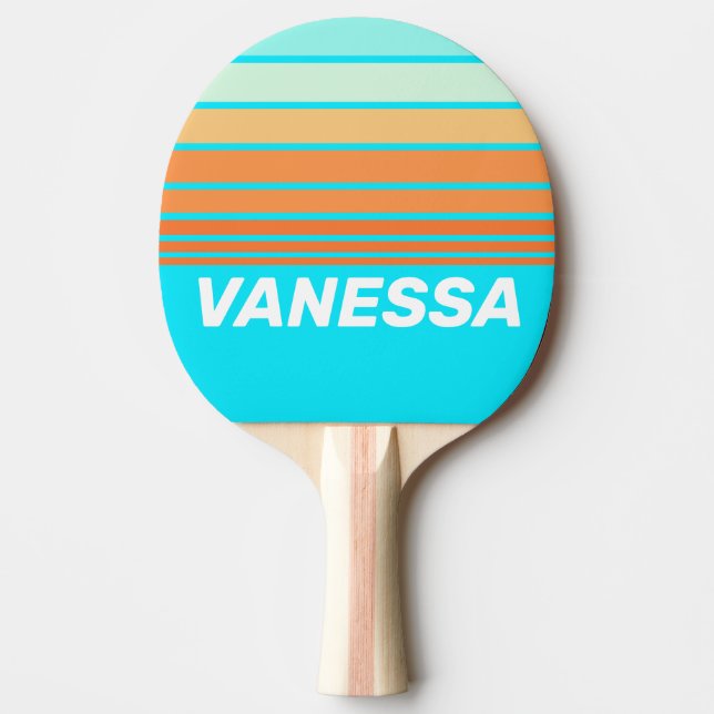 Raquete De Ping Pong Faixa do Horizonte Tropic Splash com Nome (Frente)