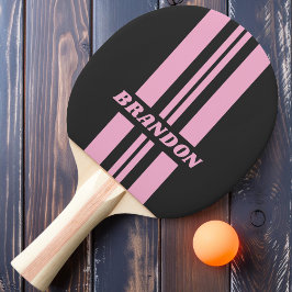 Raquete De Ping Pong Faixa Dupla de Rali Noturno Rosa Retrô com Nome