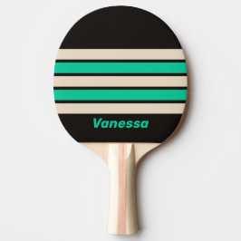 Raquete De Ping Pong Faixa na Cor Rosa Meia-Noite Retro com Nome