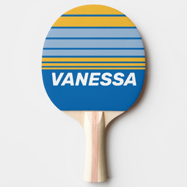 Raquete De Ping Pong Faixa no Horizonte à Beira-Mar com Nome (Frente)