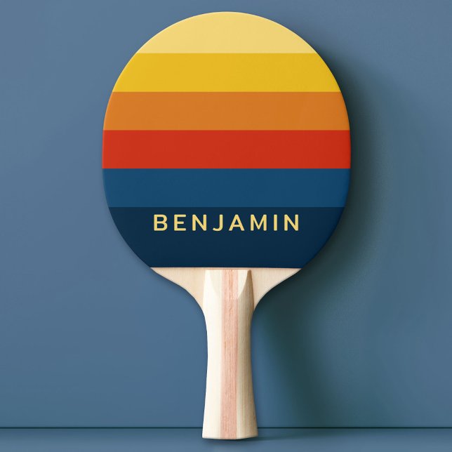 Raquete De Ping Pong Faixa Sunset Retroativa com Nome de Serie de Sans  (Custom Ping Pong Paddle)