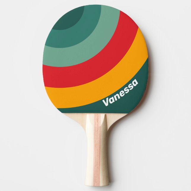 Raquete De Ping Pong Faixa Verde em Círculo com Nome (Frente)