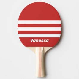 Raquete De Ping Pong Faixa Vermelha Retro Três Ao Longo com Nome