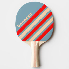 Raquete De Ping Pong Faixas Anguladas do Horizonte do Oceano Retro com 