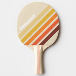 Raquete De Ping Pong Faixas Anguladas Retrô com Nome