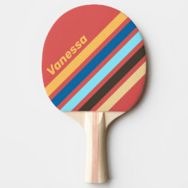 Raquete De Ping Pong Faixas Anguladas Retro Murmur com Nome