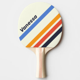 Raquete De Ping Pong Faixas Angulares Retro com Nome