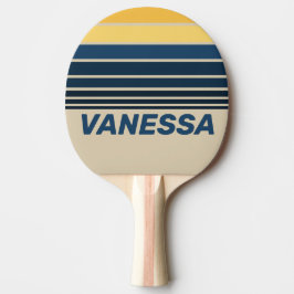 Raquete De Ping Pong Faixas do Horizonte de Areia da Praia Vintage com 