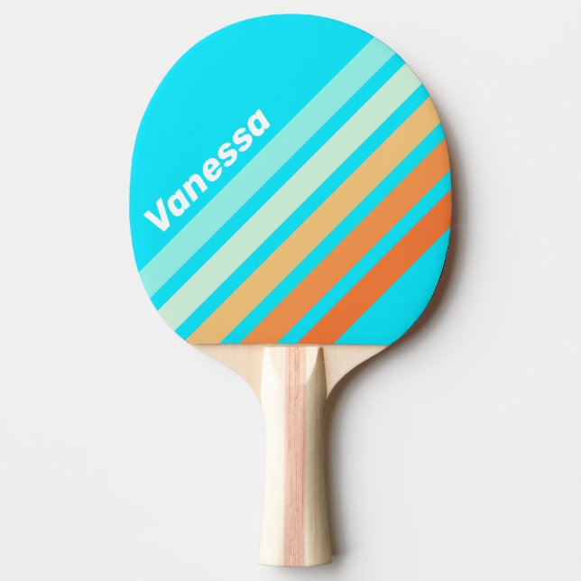 Raquete De Ping Pong Faixas em Ângulo Tropic Splash com Nome (Frente)