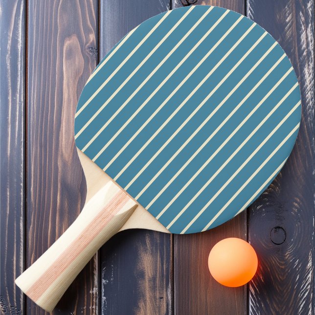 Raquete De Ping Pong Faixas Finas Cor Aqua Profundo (Criador carregado)