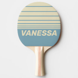 Raquete De Ping Pong Faixas no Horizonte do Oceano Retro Três com Nome